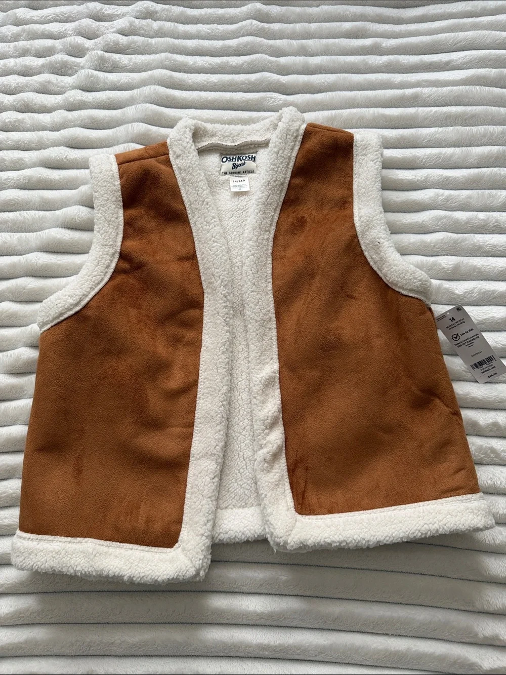 OshKosh B'gosh Brown Vest with Cream Sherpa Trim